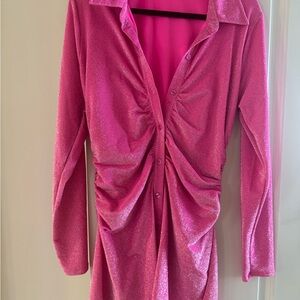 Sparkling Pink Ruched Dress